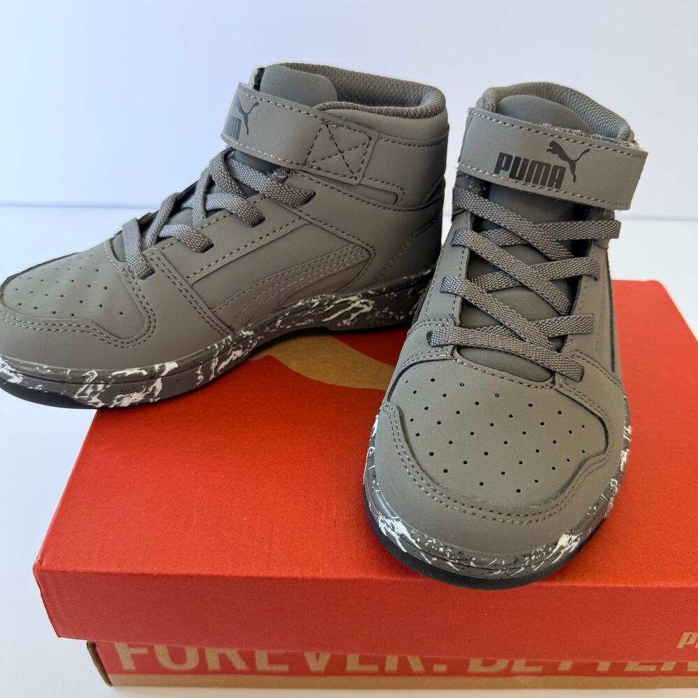Puma Rebound Layup NBK MS V PS 403183-01 Cool Gray/Black Kids 11C / UK 10 NIB